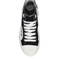 Dolce & Gabbana White Black Cotton Logo High Top Sneaker Shoes