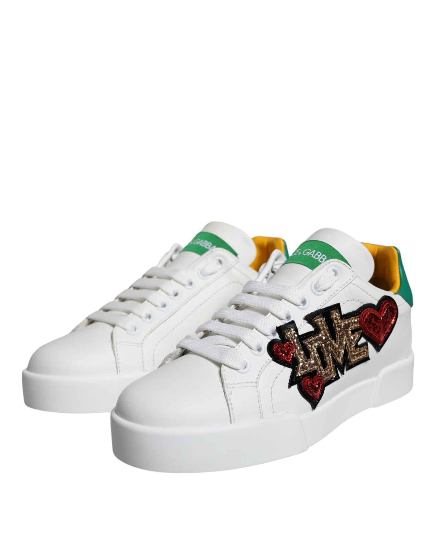 Dolce & Gabbana White Love Patch Portofino Sneakers Shoes