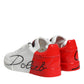 Dolce & Gabbana White Red Portofino Low Top Sneakers Shoes