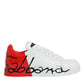 Dolce & Gabbana White Red Portofino Low Top Sneakers Shoes