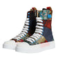 Dolce & Gabbana Multicolor Patchwork Logo High Top Sneakers Shoes