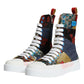 Dolce & Gabbana Multicolor Patchwork Logo High Top Sneakers Shoes