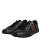 Dolce & Gabbana Black Leather Heart Embellished Sneakers Shoes