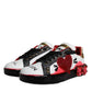 Dolce & Gabbana White Red Crystals Leather Portofino Sneakers Shoes