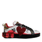 Dolce & Gabbana White Red Crystals Leather Portofino Sneakers Shoes