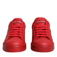 Dolce & Gabbana Red Leather Low Top Women Sneakers Shoes