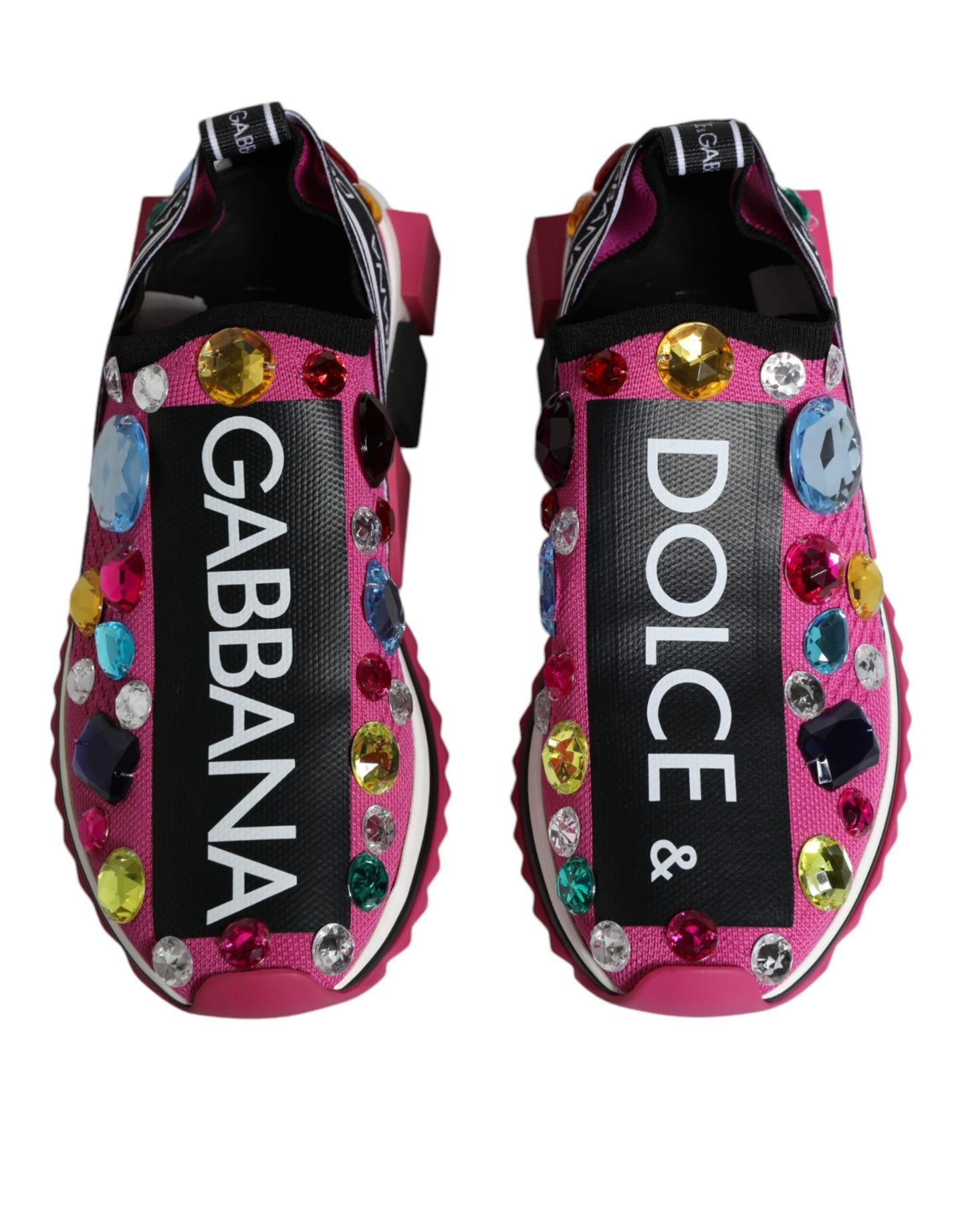 Dolce & Gabbana Pink Sorrento Crystals Low Top Sneakers Shoes