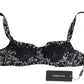 Dolce & Gabbana Elegant Black Floral Lace Silk Bra