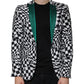 John Richmond Black White Checkered Crystal Single Breasted Blazer