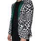 John Richmond Black White Checkered Crystal Single Breasted Blazer