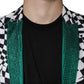 John Richmond Black White Checkered Crystal Single Breasted Blazer