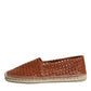 Dolce & Gabbana Maroon Woven Leather Men Espadrille Shoes