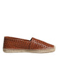 Dolce & Gabbana Maroon Woven Leather Men Espadrille Shoes