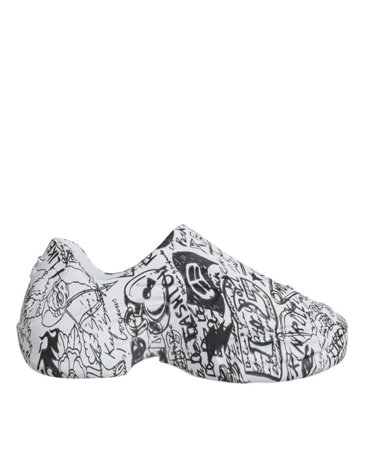 Dolce & Gabbana White Black Graffiti Daymaster Sneakers Shoes