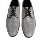 Dolce & Gabbana Silver Leather Rhinestones Derby Dress Shoes