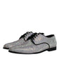 Dolce & Gabbana Silver Leather Rhinestones Derby Dress Shoes