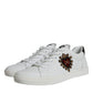 Dolce & Gabbana White Silver Sacred Heart Men Sneakers Shoes