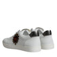 Dolce & Gabbana White Silver Sacred Heart Men Sneakers Shoes