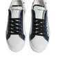 Dolce & Gabbana White Blue Leather Crown Milano Sneakers Shoes