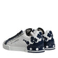 Dolce & Gabbana White Blue Leather Crown Milano Sneakers Shoes