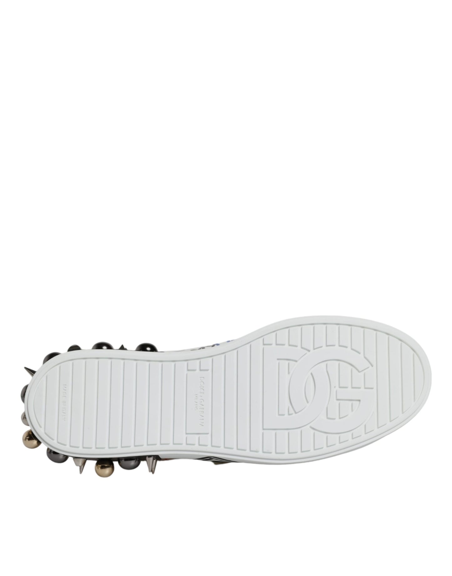 Dolce & Gabbana White Heart Studded Low Top Sneakers Shoes