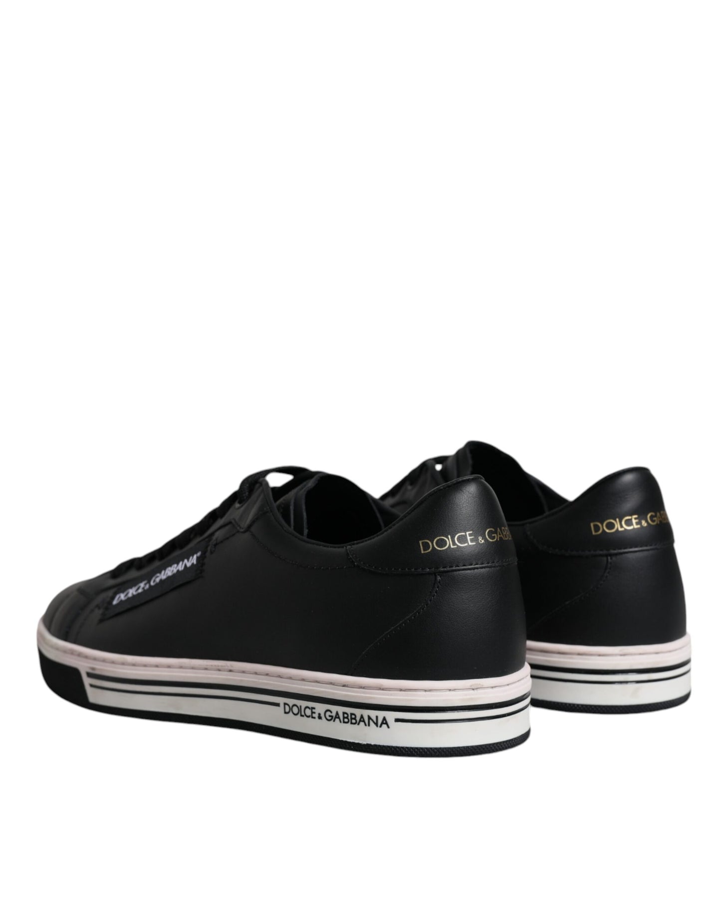 Dolce & Gabbana Black Leather Low Top Men Sneakers Shoes