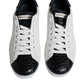 Dolce & Gabbana White Leather Logo Portofino Sneaker Shoes