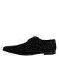 Dolce & Gabbana Black Embellished Suede Derby Formal Shoes