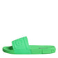 Dolce & Gabbana Green Leather Slides Sandals Beachwear Shoes