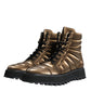 Dolce & Gabbana Bronze Padded Mid Calf Lace Up Boots Shoes