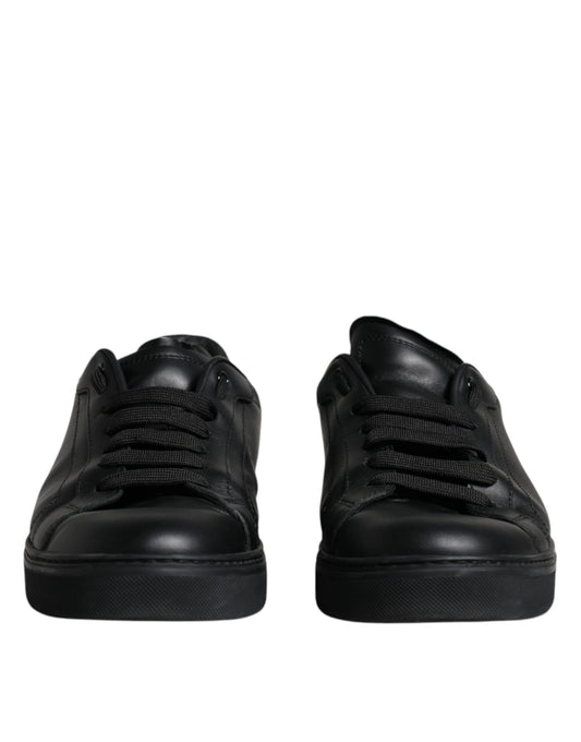 Dolce & Gabbana Black Leather Low Top Sneakers Shoes