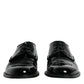 Dolce & Gabbana Black Leather Lace Up Men Derby Formal Shoes