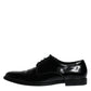 Dolce & Gabbana Black Leather Lace Up Men Derby Formal Shoes