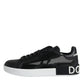 Dolce & Gabbana Black Calf Leather Portofino Sneakers Shoes