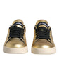 Dolce & Gabbana Gold Portofino Calf Leather Sneakers Shoes