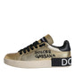 Dolce & Gabbana Gold Portofino Calf Leather Sneakers Shoes