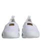 Dolce & Gabbana White Padded Fabric Low Top Sneakers Shoes