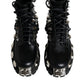 Dolce & Gabbana Black Leather Studded Trekking Boots Shoes