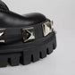 Dolce & Gabbana Black Leather Studded Trekking Boots Shoes