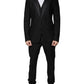 Dolce & Gabbana Black Wool 3 Piece Slim Fit Formal Suit