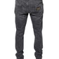 Dolce & Gabbana Dark Gray Tattered Cotton Skinny Denim Jeans