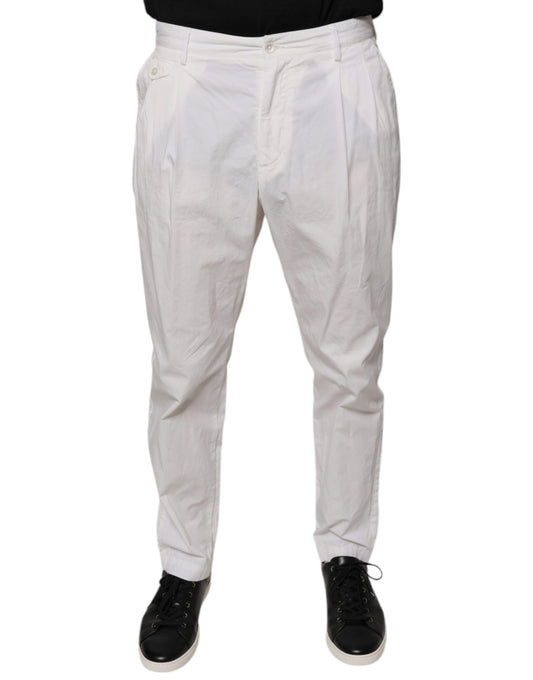 Dolce & Gabbana White Cotton Skinny Dress Pants