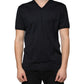 Dolce & Gabbana Black Logo Cotton Vneck Short Sleeve T-shirt