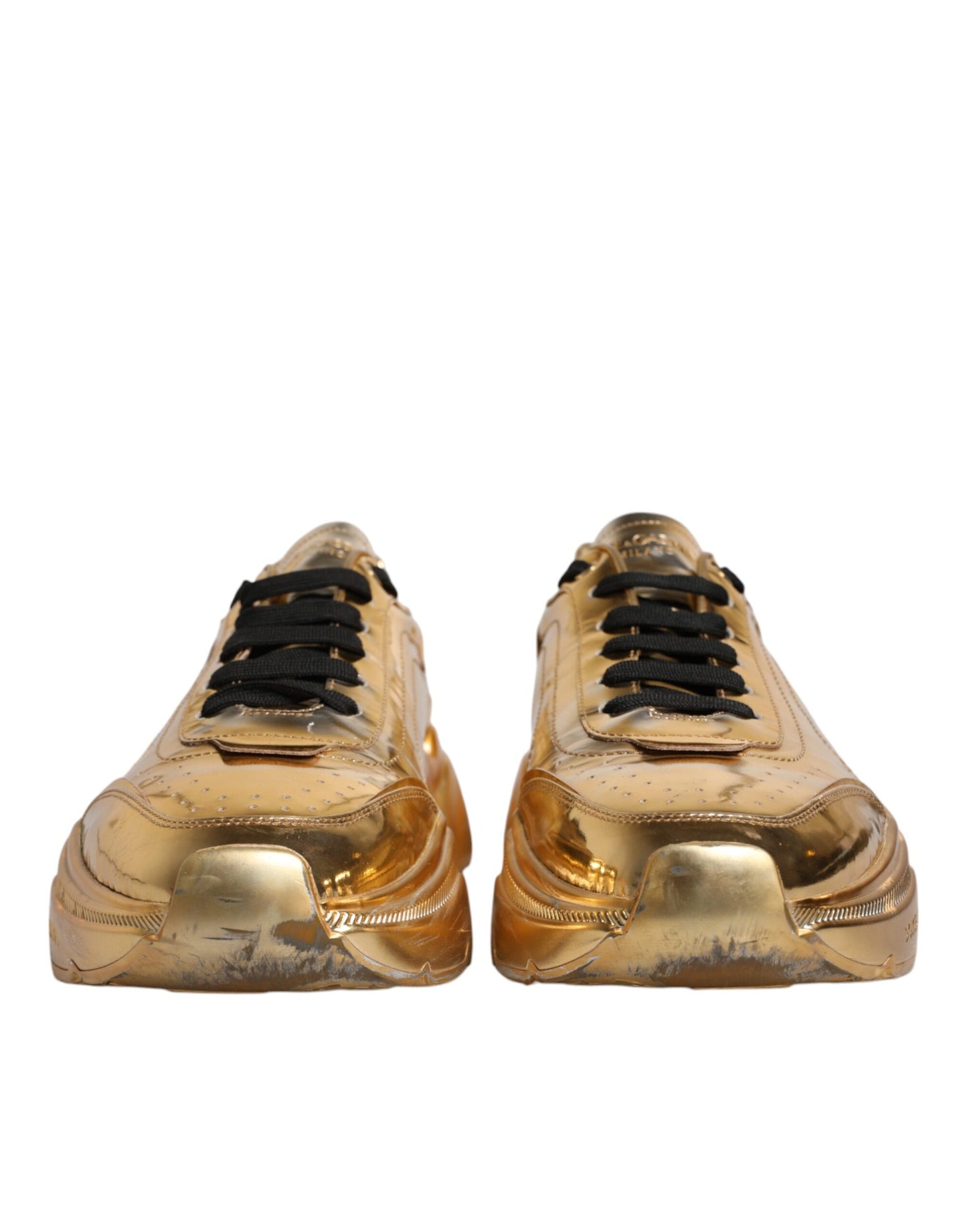 Dolce & Gabbana Gold Leather Daymaster Low Top Sneakers Shoes