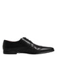 Dolce & Gabbana Black Leather Lace Up Men Derby Formal Shoes