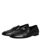 Dolce & Gabbana Black Leather Logo Slip On Men Loafers Shoes