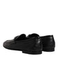 Dolce & Gabbana Black Leather Logo Slip On Men Loafers Shoes