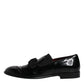 Dolce & Gabbana Black Leather Loafers Men Formal Dress Shoes