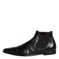 Dolce & Gabbana Black Leather Chelsea Men Ankle Boots Shoes