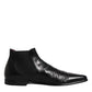 Dolce & Gabbana Black Leather Chelsea Men Ankle Boots Shoes